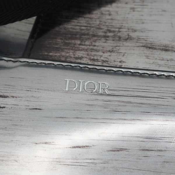 CHRISTIAN DIOR Saddle Leather Crossbody Bag Silver