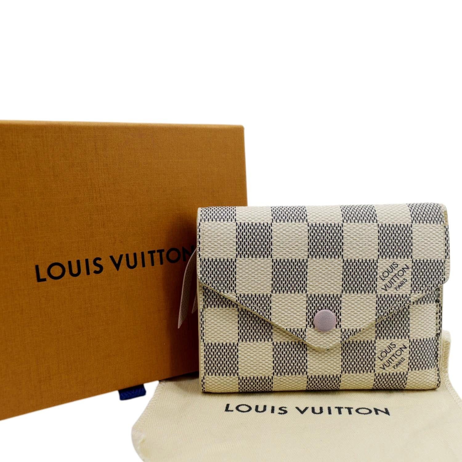 Louis Vuitton Victorine Wallet Damier Azur Studded Flower White Pink Auth