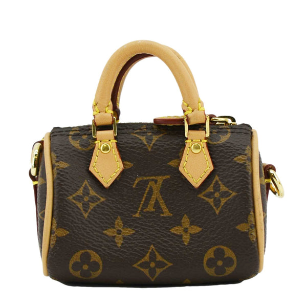 LOUIS VUITTON Speedy Charm Monogram Canvas Satchel Bag Brown