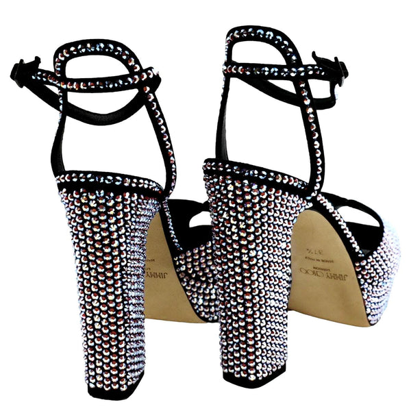 JIMMY CHOO Sacaria Crystal Platform Sandals Multicolor