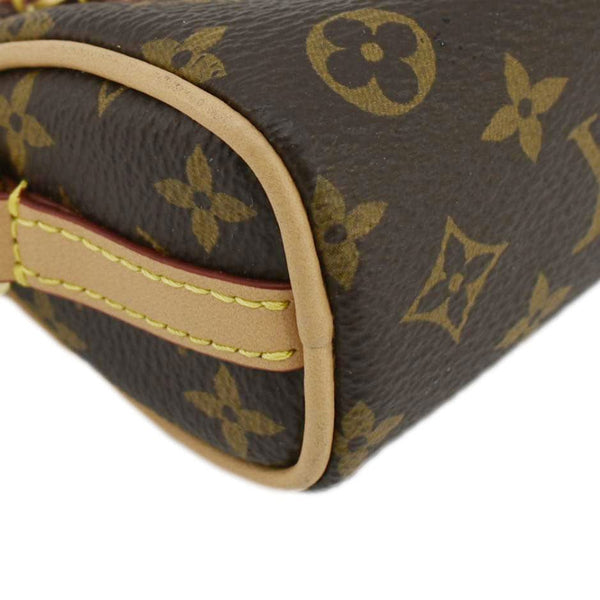 LOUIS VUITTON Speedy Charm Monogram Canvas Satchel Bag Brown