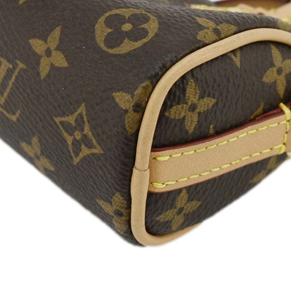 LOUIS VUITTON Speedy Charm Monogram Canvas Satchel Bag Brown