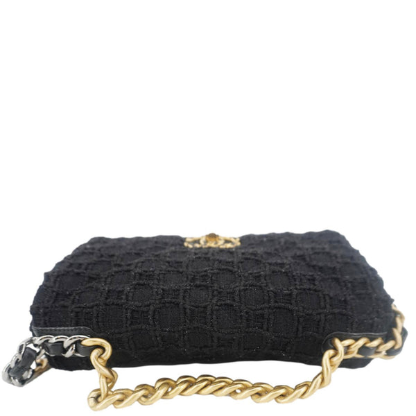 CHANEL 19 Flap Medium Tweed Shoulder Bag Black