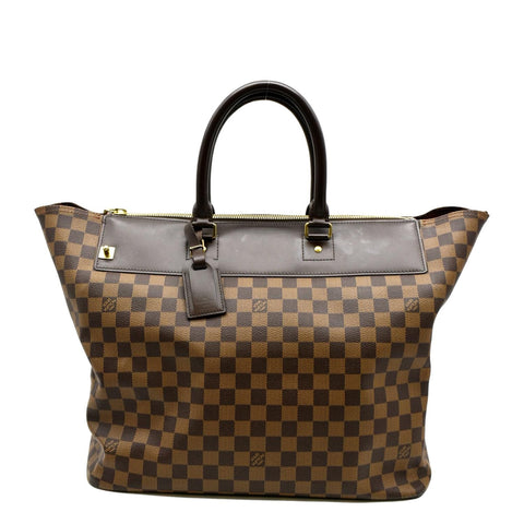 Pre-Owned Louis Vuitton Leather Damier Ebene Vavin PM Tote Bag Red Lin 