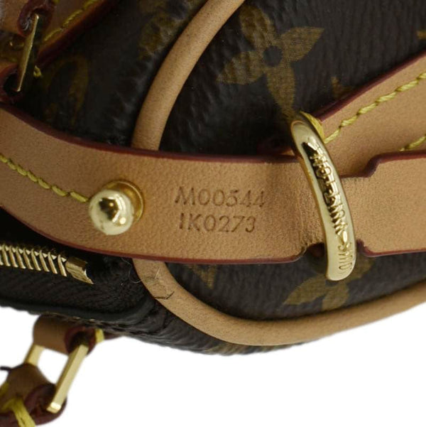 LOUIS VUITTON Speedy Charm Monogram Canvas Satchel Bag Brown