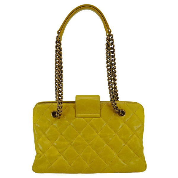 CHANEL Reissue Glazed Quilted Leather Tote Shoulder Bag Yellow