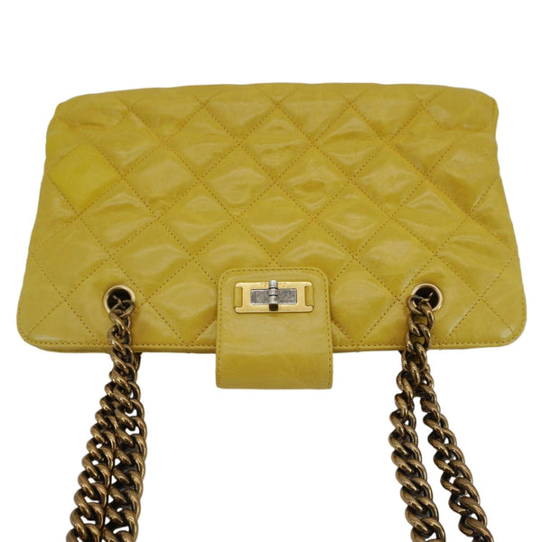 CHANEL Reissue Glazed Quilted Leather Tote Shoulder Bag Yellow