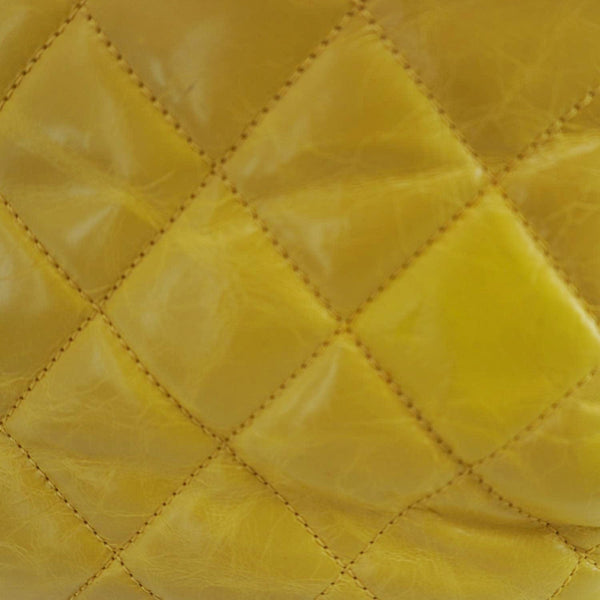 CHANEL Reissue Glazed Quilted Leather Tote Shoulder Bag Yellow