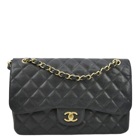 Chanel Matelasse W Flap Women's Leather Shoulder Bag Black Auction