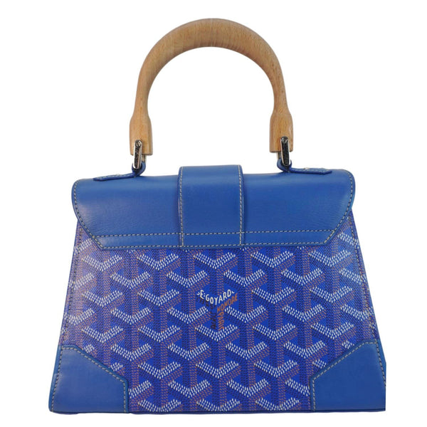 GOYARD Saigon Mini Chevron Print Coated Canvas Top Handle Shoulder Bag Blue