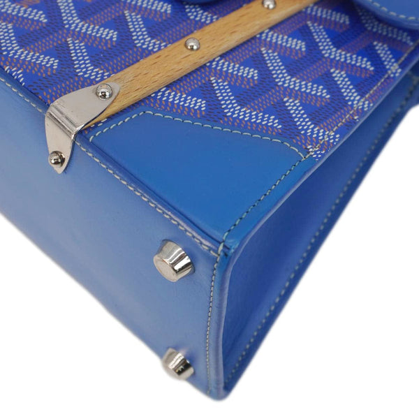 GOYARD Saigon Mini Chevron Print Coated Canvas Top Handle Shoulder Bag Blue