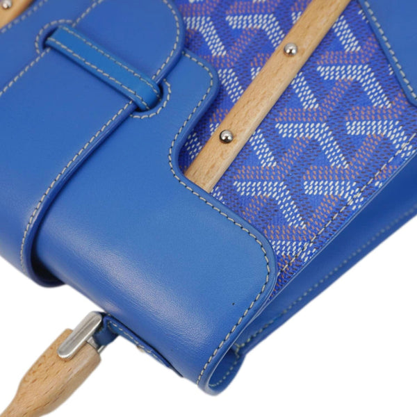 GOYARD Saigon Mini Chevron Print Coated Canvas Top Handle Shoulder Bag Blue