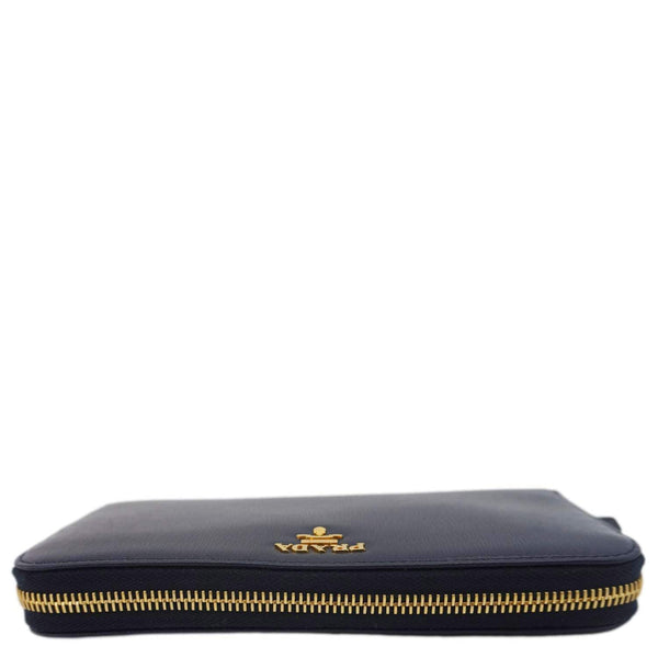 PRADA Zip Around Leather Wallet Blue