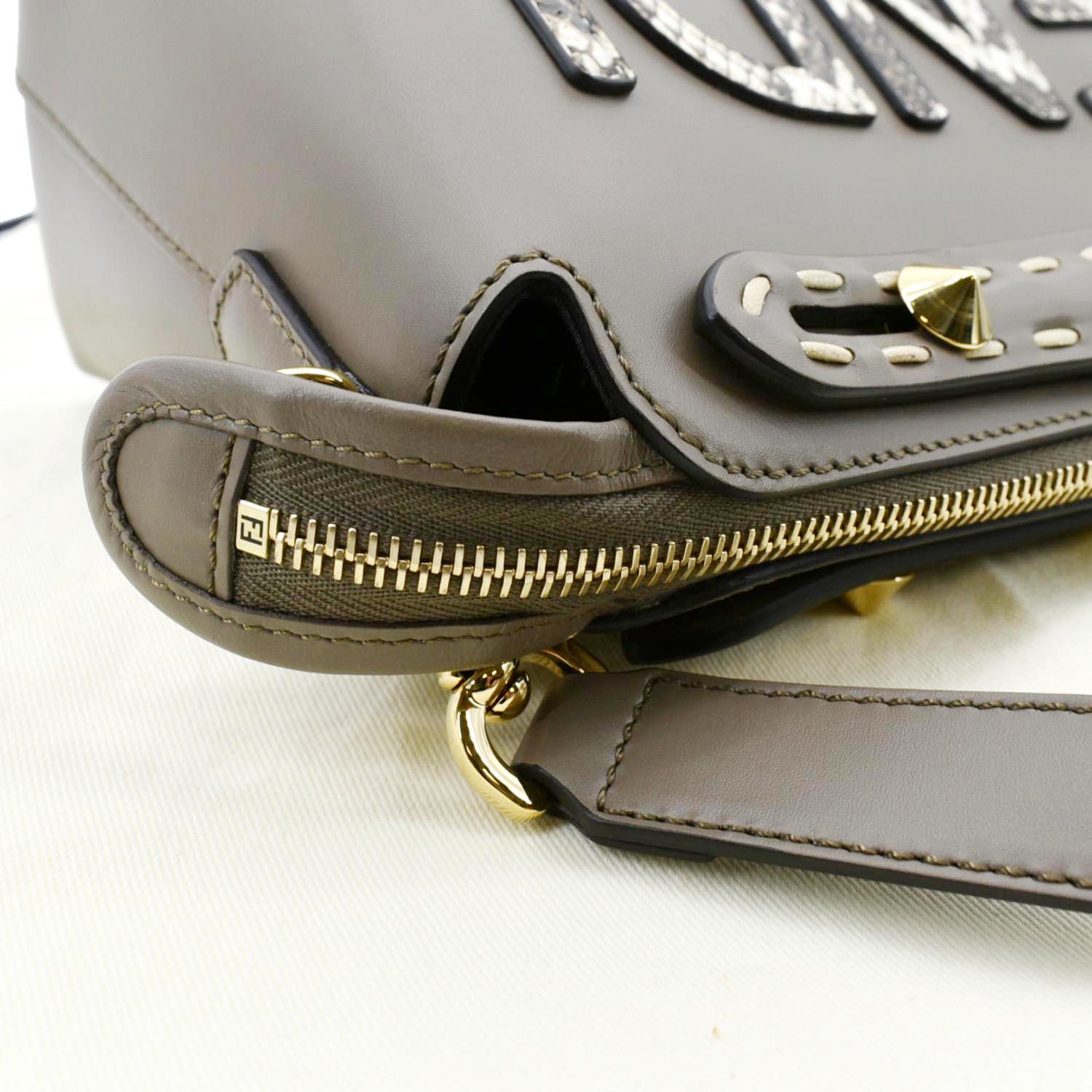 Fendi Green/Beige Leather And Python Medium By The Way Boston Bag Fendi
