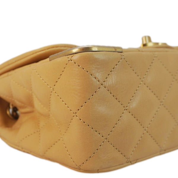 CHANEL Rock The Corner Flap Quilted Leather Shoulder Bag Beige