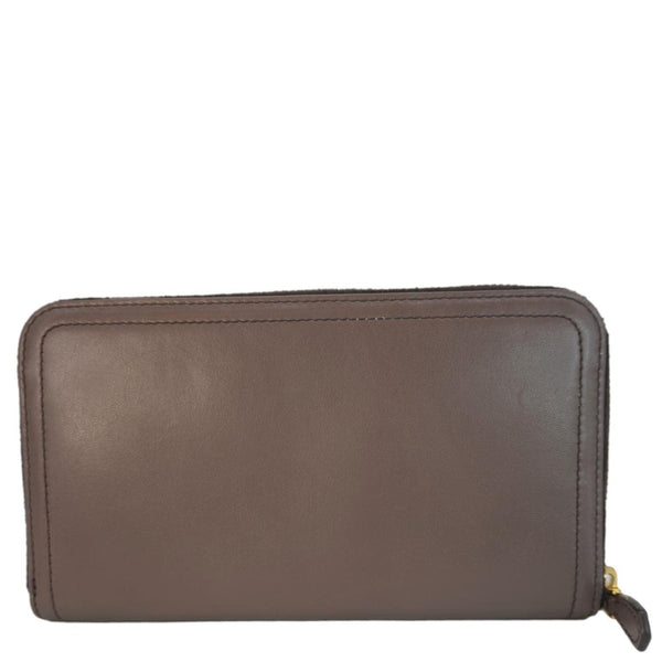 PRADA Zip Around Leather Wallet Brown