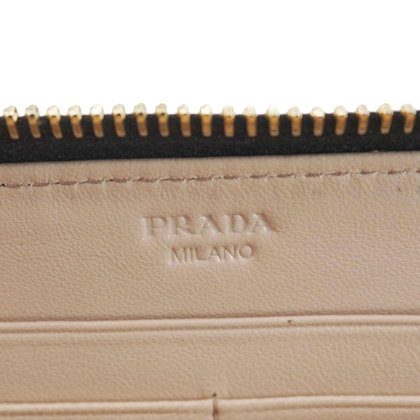 PRADA Zip Around Leather Wallet Brown