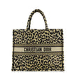 CHRISTIAN DIOR Leopard Medium Book Mizza Embroidered Tote Bag Beige