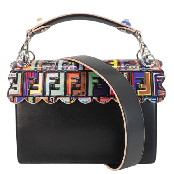 FENDI Fun Fair Kan I Vitello Liberty Leather Shoulder Bag Black