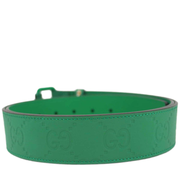 GUCCI GG Leather Belt Green 771297 Size 110.44