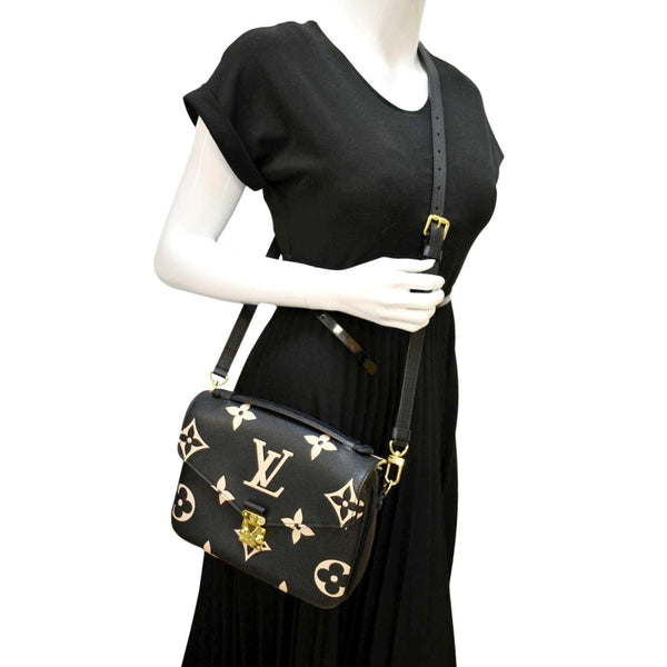 LOUIS VUITTON Metis Pochette Bicolor Empreinte Leather Crossbody Bag Black