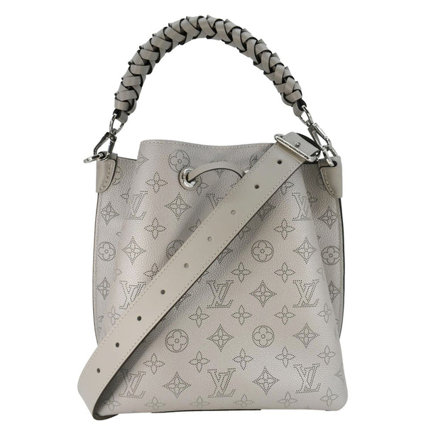 LOUIS VUITTON Muria Mahina Perforated Leather Shoulder Bag Silver