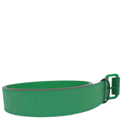 GUCCI GG Leather Belt Green 771297 Size 110.44