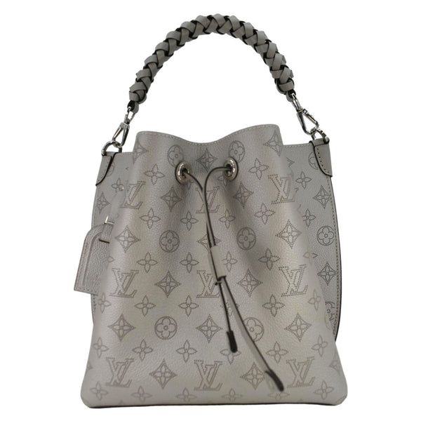 LOUIS VUITTON Muria Mahina Perforated Leather Shoulder Bag Silver