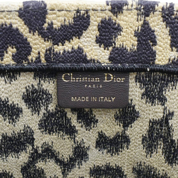 CHRISTIAN DIOR Leopard Medium Book Mizza Embroidered Tote Bag Beige