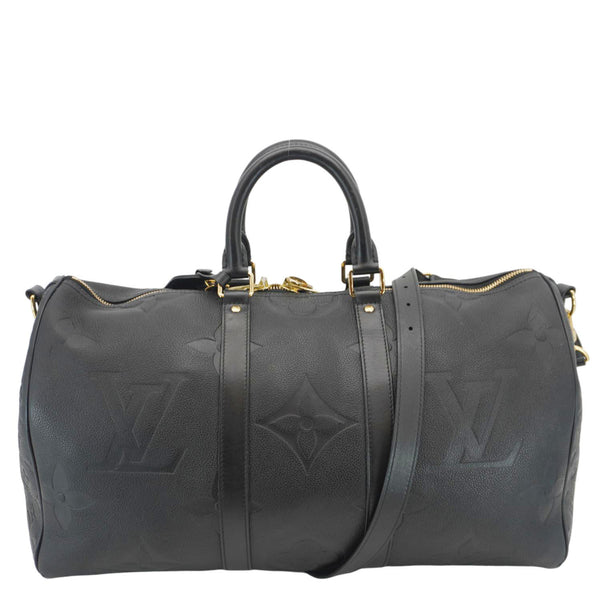 LOUIS VUITTON Keepall Bandouliere 45 Monogram Empreinte Giant Travel Bag Black