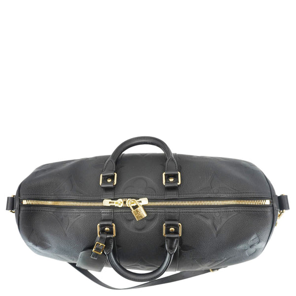 LOUIS VUITTON Keepall Bandouliere 45 Monogram Empreinte Giant Travel Bag Black