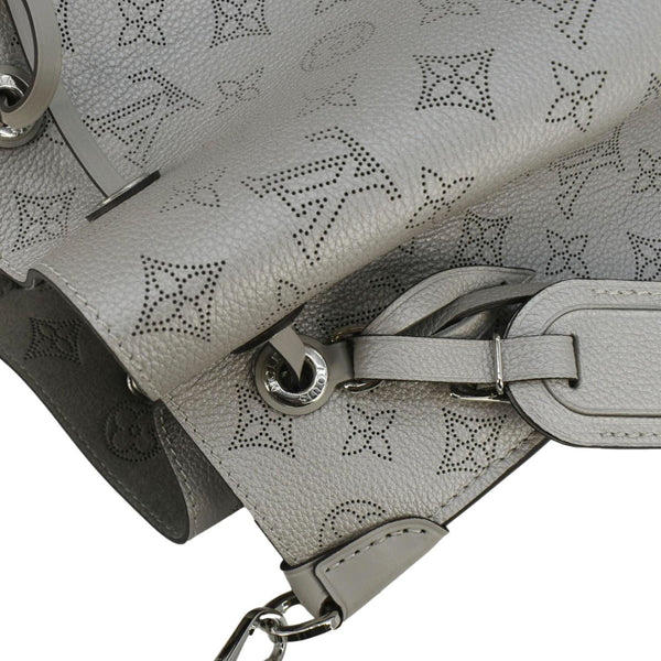 LOUIS VUITTON Muria Mahina Perforated Leather Shoulder Bag Silver