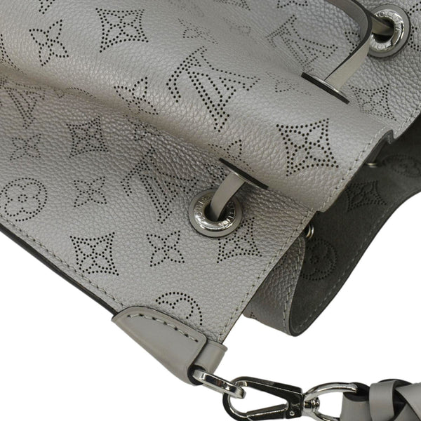 LOUIS VUITTON Muria Mahina Perforated Leather Shoulder Bag Silver