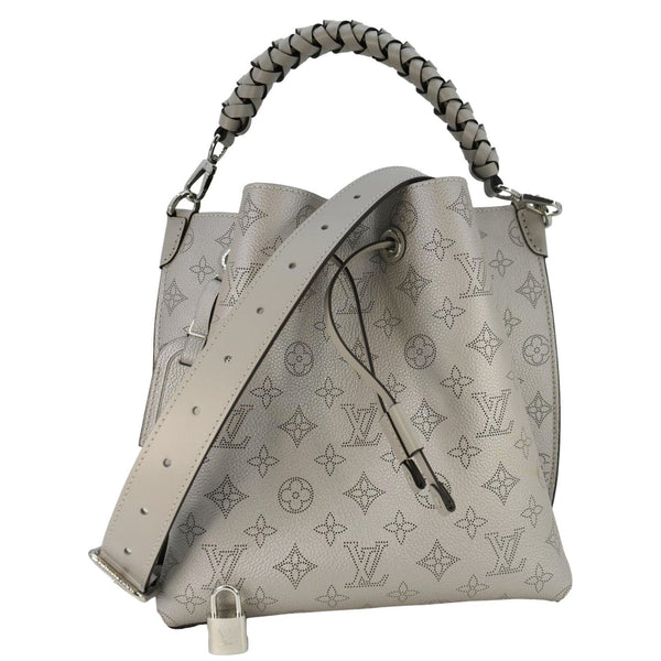 LOUIS VUITTON Muria Mahina Perforated Leather Shoulder Bag Silver