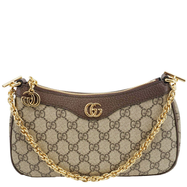 GUCCI Ophidia Web Small GG Supreme Canvas Shoulder Bag Beige 735132