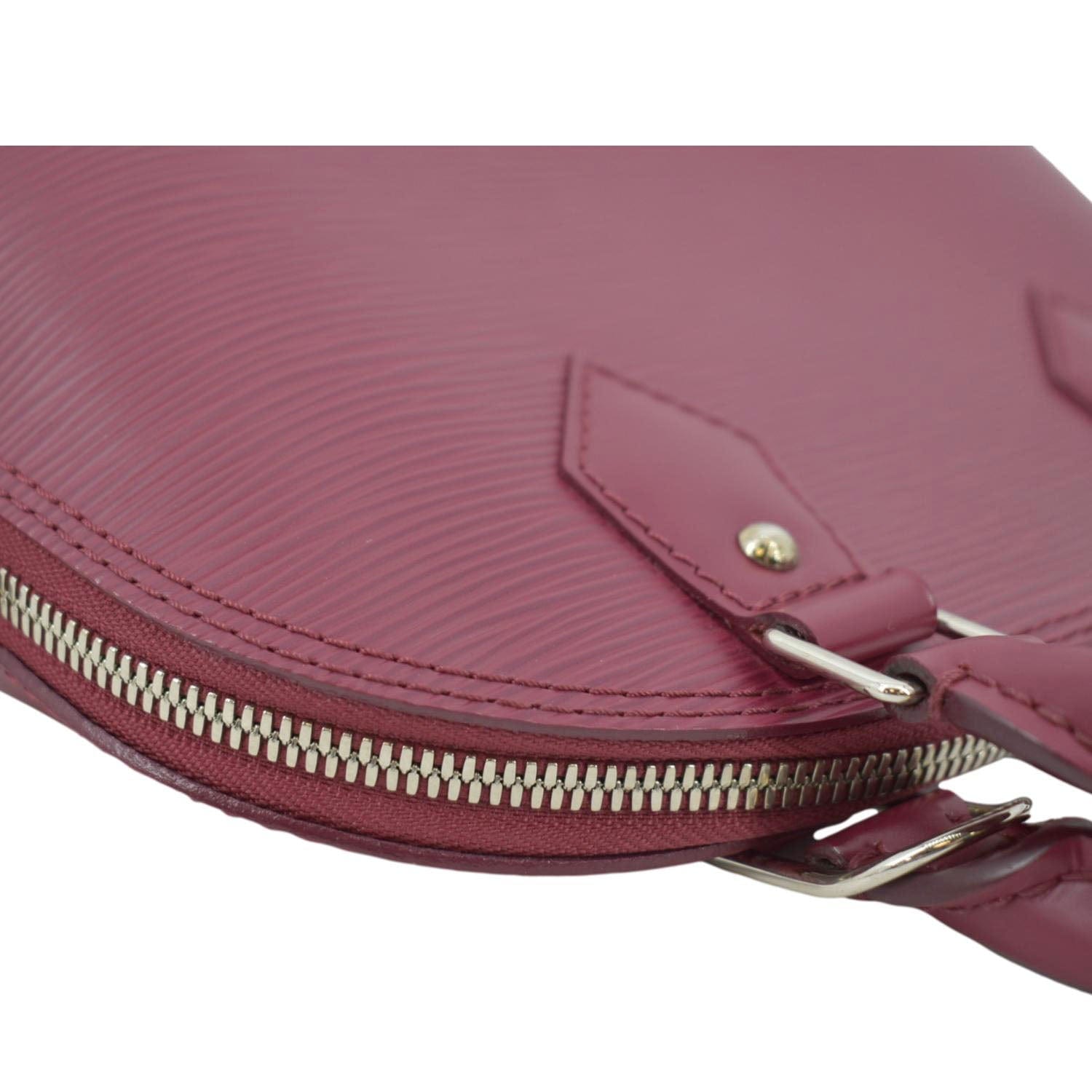 Louis Vuitton Alma Lisse Leather Satchel Crossbody Bag Red