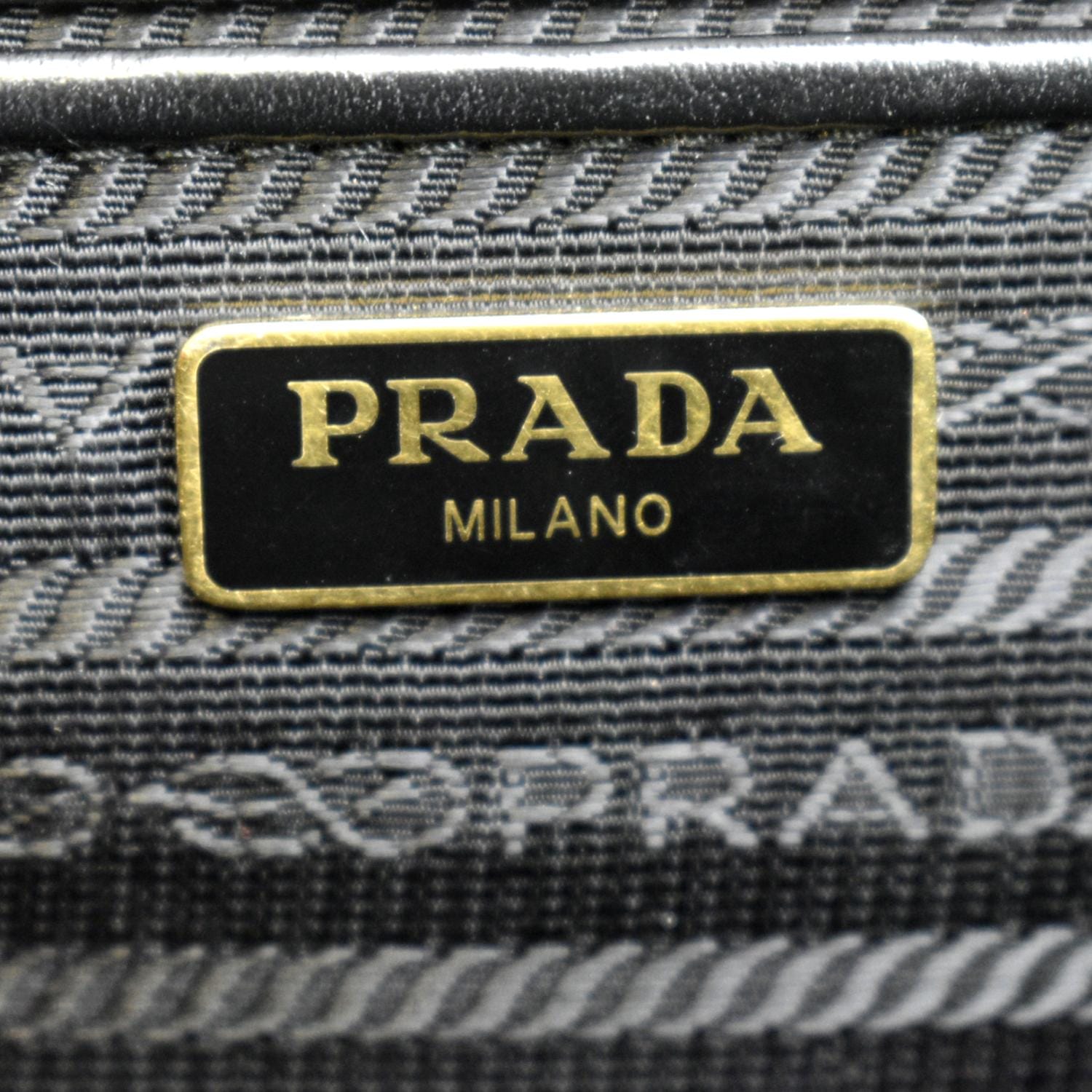 PRADA Flip Lock Chain Saffiano Leather Crossbody Bag Black