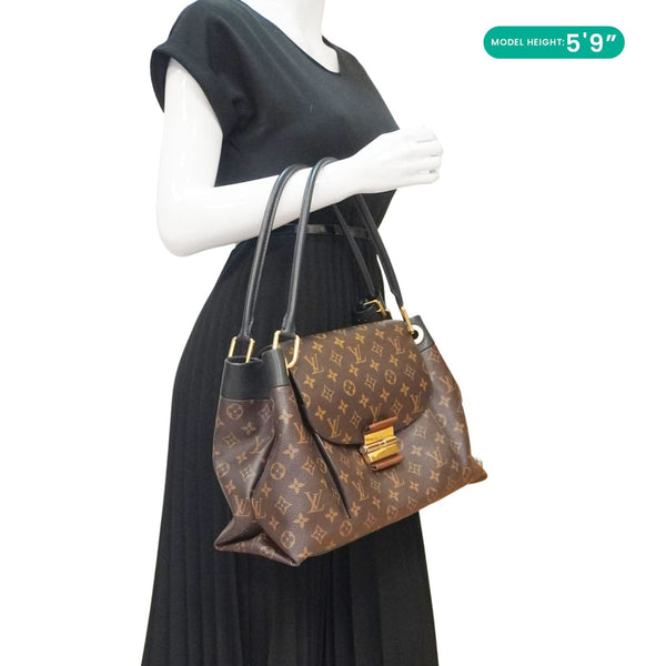 LOUIS VUITTON Olympe Monogram Canvas Satchel Bag Brown