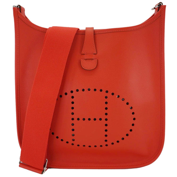 HERMES Evelyne III PM Taurillon Leather Crossbody Bag Orange Poppy