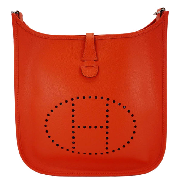 HERMES Evelyne III PM Taurillon Leather Crossbody Bag Orange Poppy