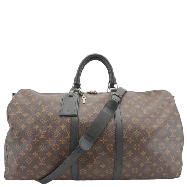 LOUIS VUITTON Keepall Bandouliere 55 Damier Ebene Travel Bag Brown