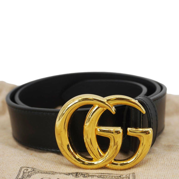 GUCCI GG Buckle Leather Belt Black 414515 Size 75.30