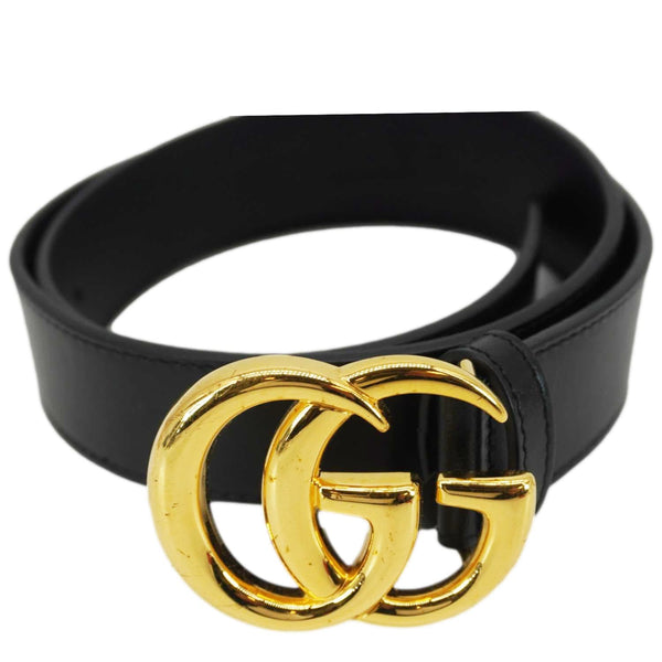 GUCCI GG Buckle Leather Belt Black 414515 Size 75.30