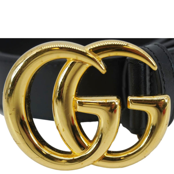 GUCCI GG Buckle Leather Belt Black 414515 Size 75.30