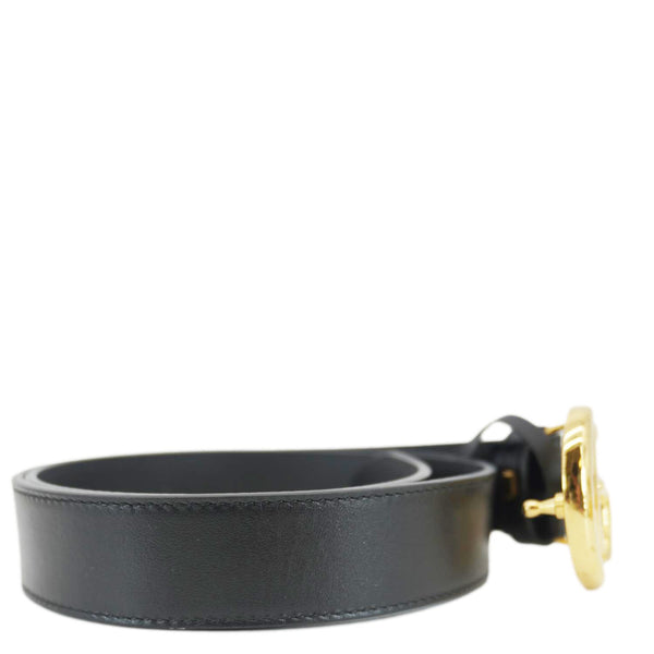 GUCCI GG Buckle Leather Belt Black 414515 Size 75.30