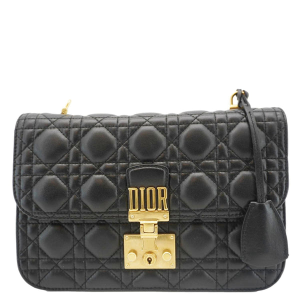 CHRISTIAN DIOR Dioraddict Quilted Lambskin Leather Crossbody Bag Black