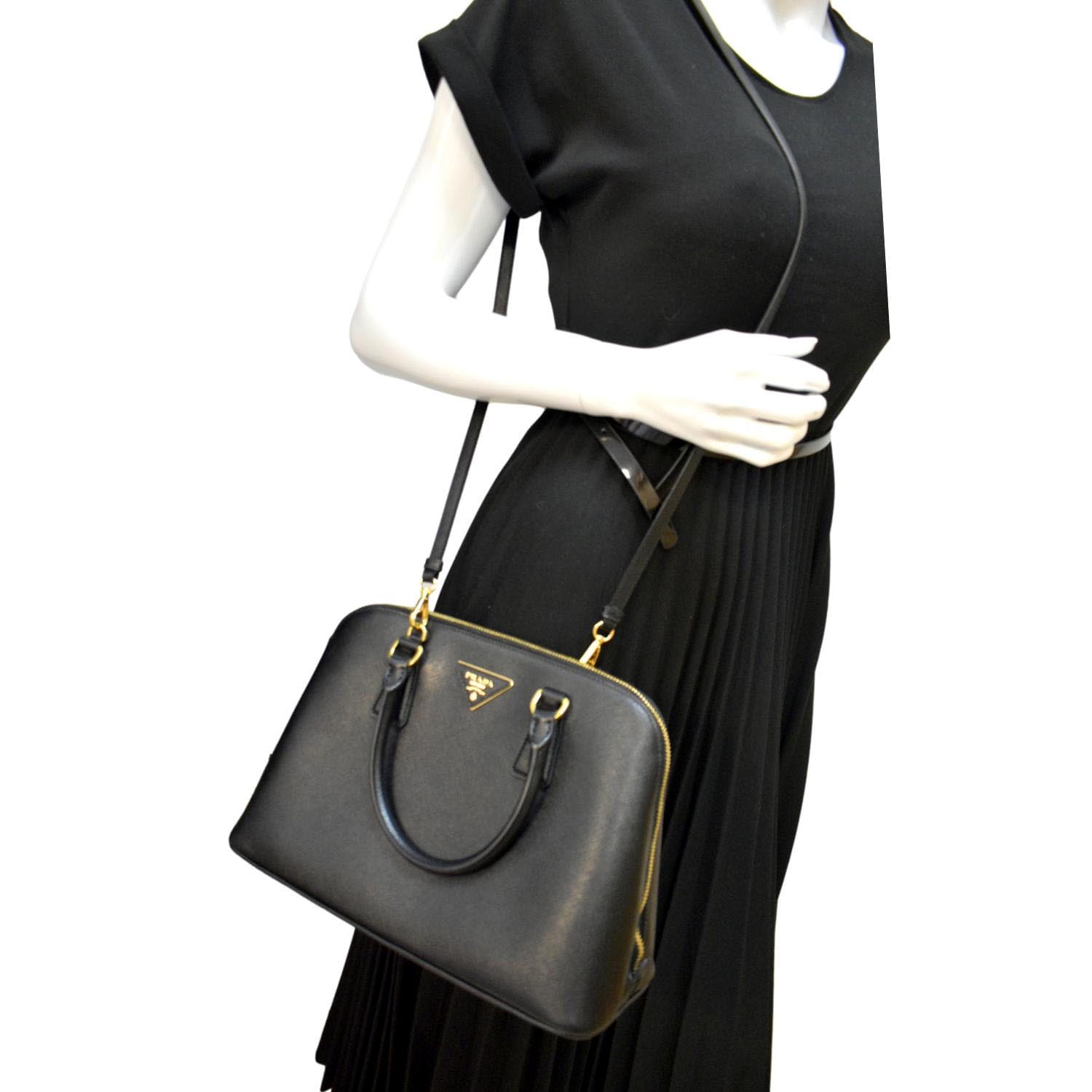 Prada Promenade Saffiano Leather Bag in Black