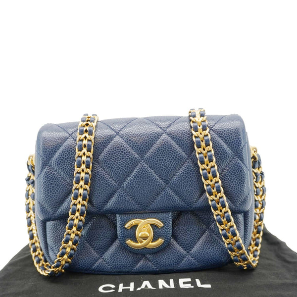 CHANEL Soul Flap Caviar Leather Chain Crossbody Bag Blue