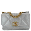 CHANEL 19 Medium Flap Quilted Leather Shoulder Bag Metallic Silver