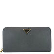 PRADA Zip Around Saffiano Leather Wallet Black